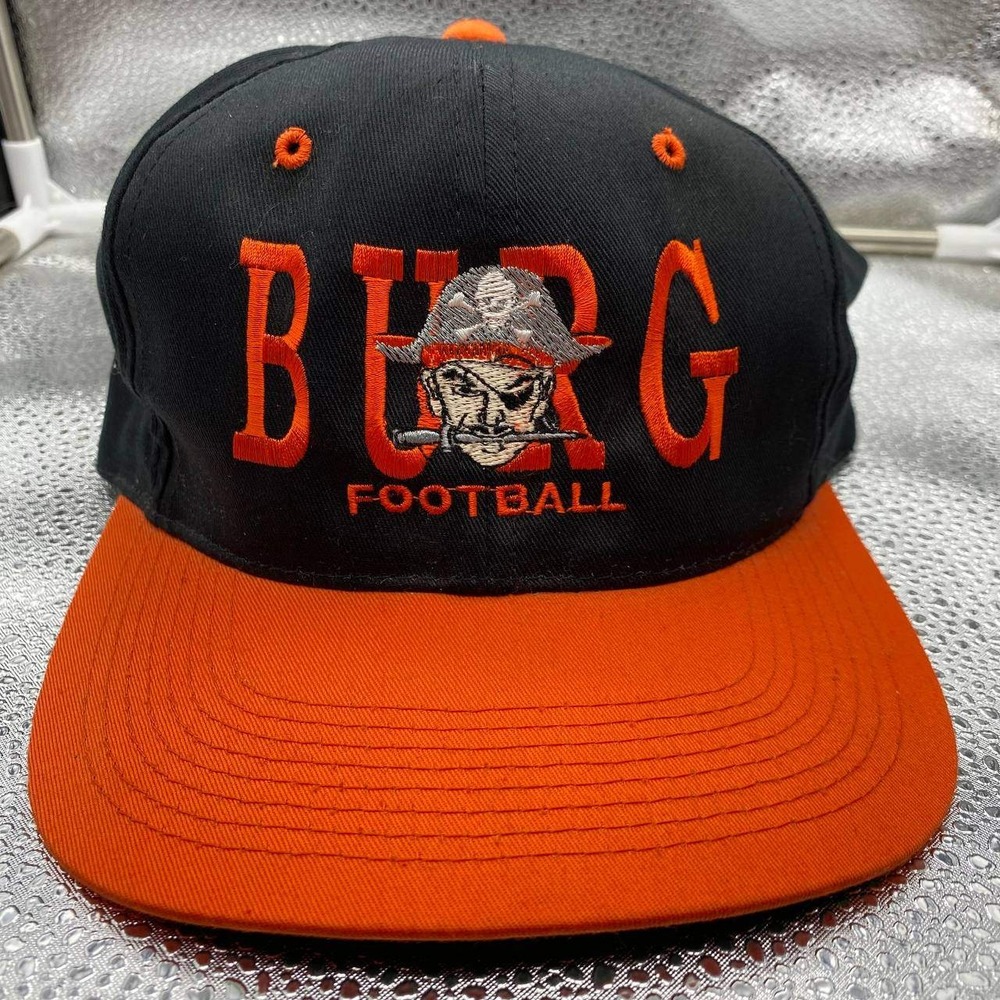 Vintage‎ Burg Pirate Kudzu Snapback Hat Mens OSFM Black Orange Burg Football Cap